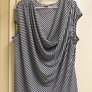 S113 - Worthington Black and White Stripe Tank Top Blouse Shirt 3x 24